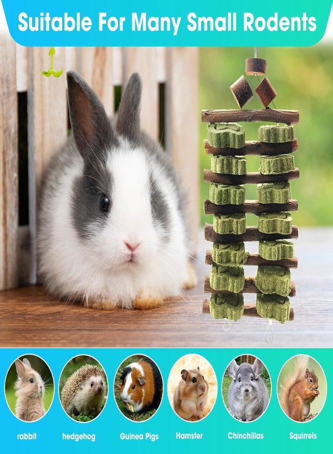 WDEFUN Natural Peach Wood Clover Cake Teeth Grinding Toy String - Rabbit Snack Chewing Toy, Safe and Durable Pet Teeth Grinding Rod, Caring for Dental Health - Image 5
